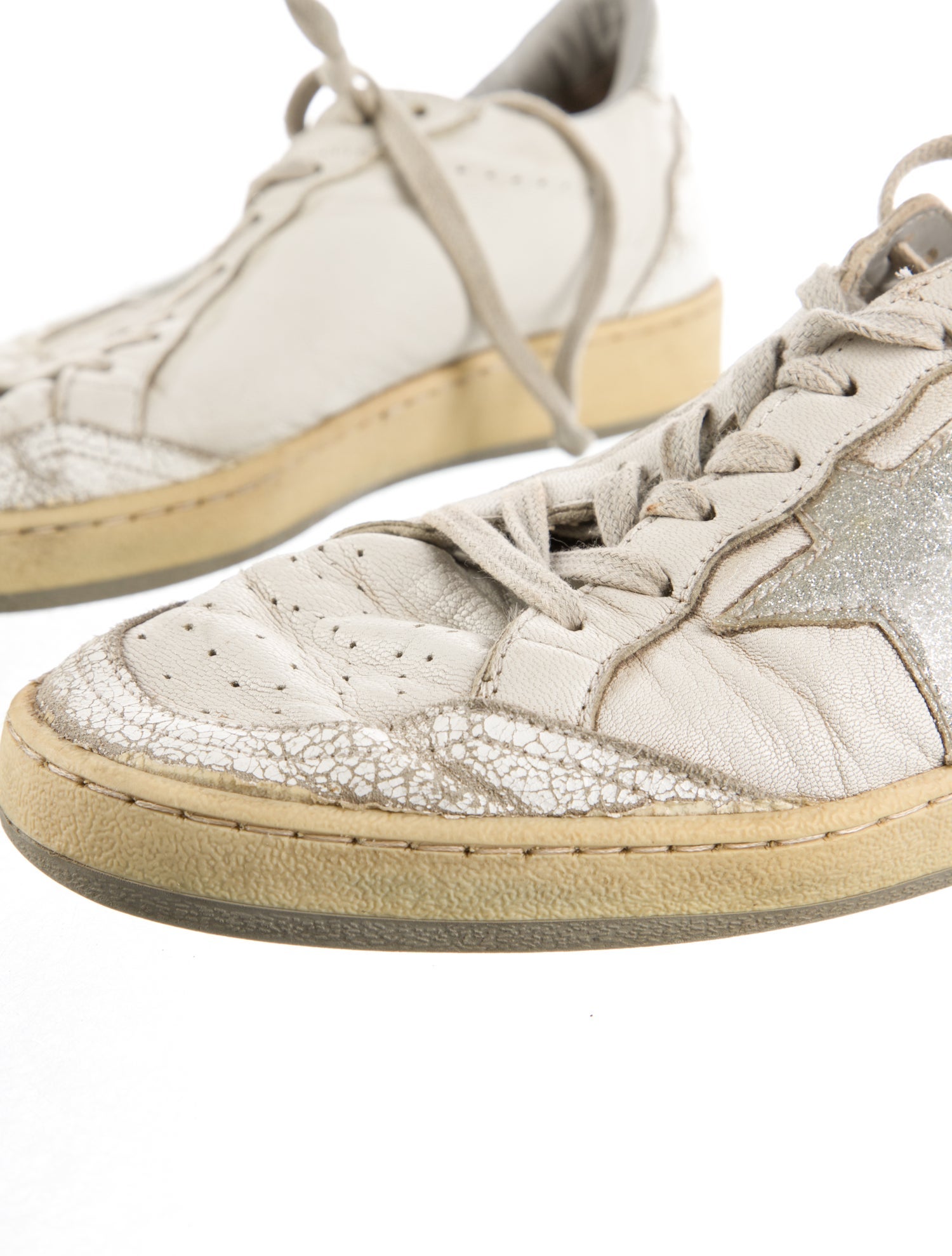 Golden Goose Leather Glitter Accents Sneakers